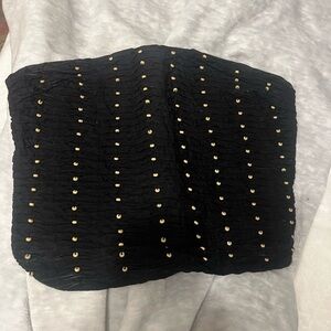 Zara Black Strapless Top with Gold Accents